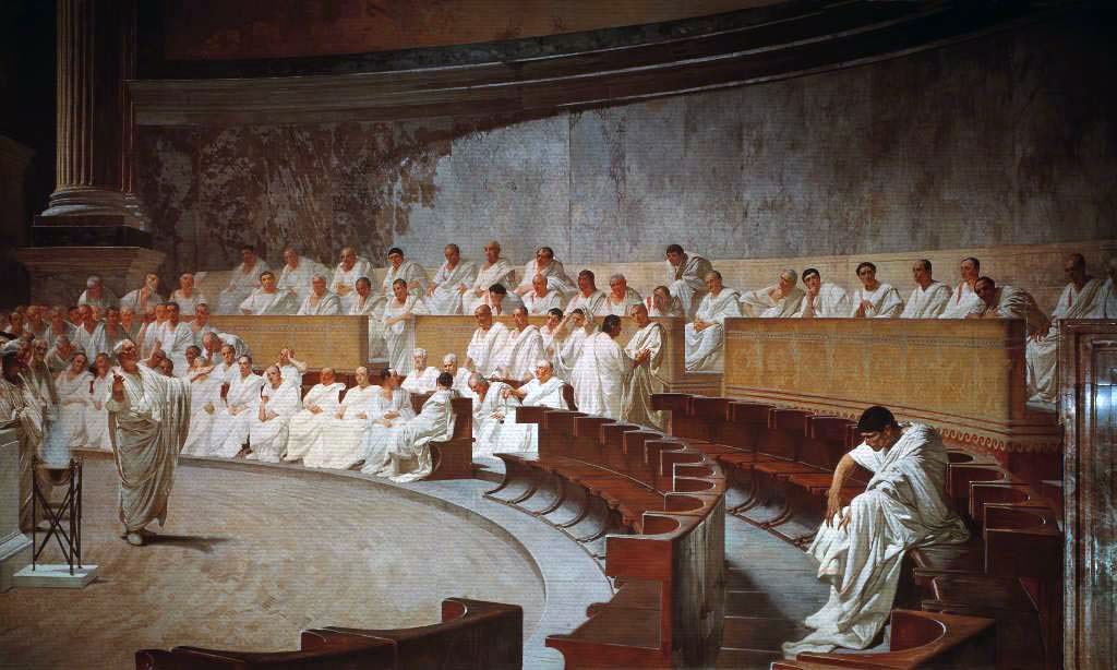 Cicerón denuncia a Catilina por Cesare Maccari